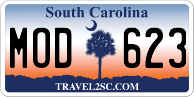 SC license plate MOD623