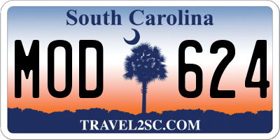 SC license plate MOD624