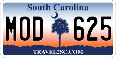 SC license plate MOD625