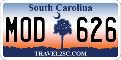 SC license plate MOD626