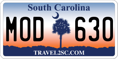 SC license plate MOD630