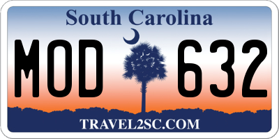 SC license plate MOD632