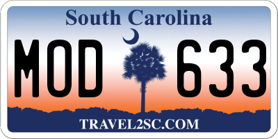 SC license plate MOD633