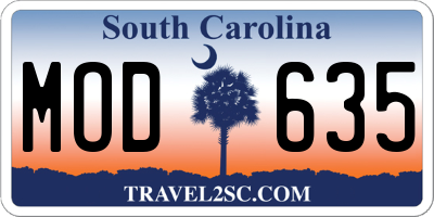 SC license plate MOD635