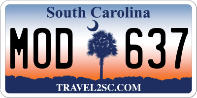 SC license plate MOD637