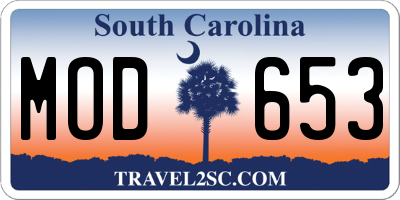 SC license plate MOD653