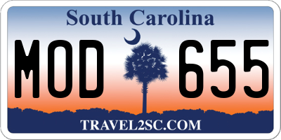 SC license plate MOD655