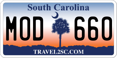 SC license plate MOD660