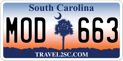 SC license plate MOD663
