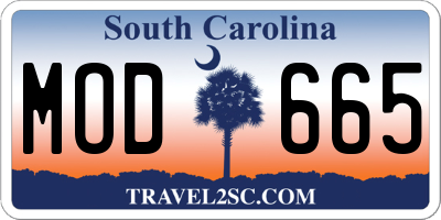 SC license plate MOD665