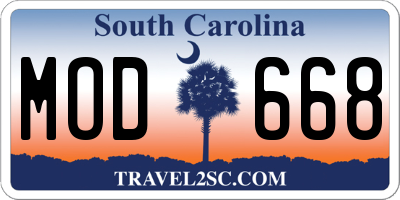 SC license plate MOD668