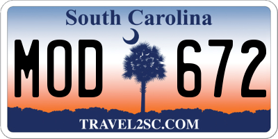 SC license plate MOD672