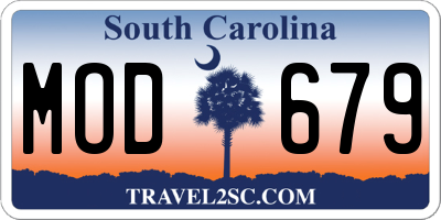 SC license plate MOD679
