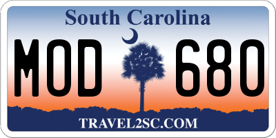 SC license plate MOD680