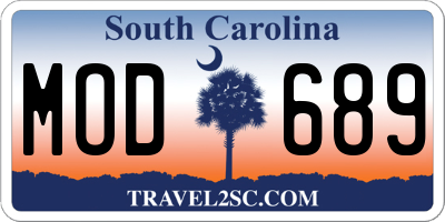 SC license plate MOD689