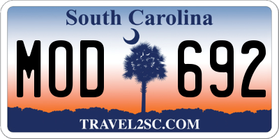 SC license plate MOD692