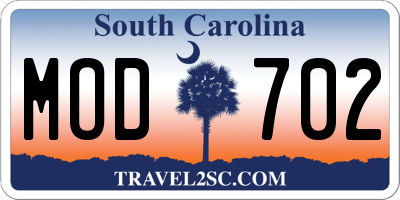 SC license plate MOD702