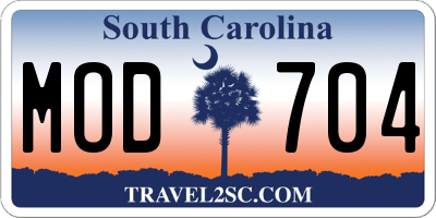 SC license plate MOD704