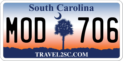 SC license plate MOD706