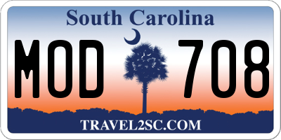SC license plate MOD708