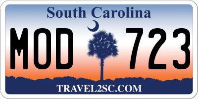 SC license plate MOD723