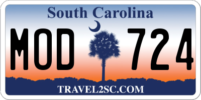 SC license plate MOD724