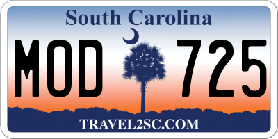 SC license plate MOD725