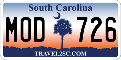 SC license plate MOD726