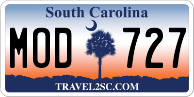 SC license plate MOD727