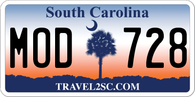 SC license plate MOD728