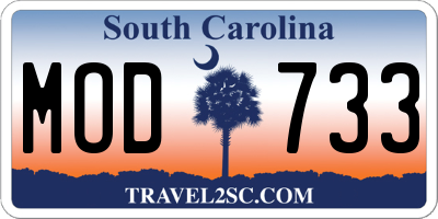 SC license plate MOD733