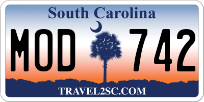 SC license plate MOD742