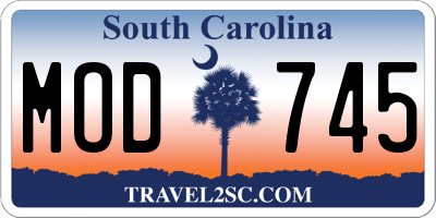 SC license plate MOD745