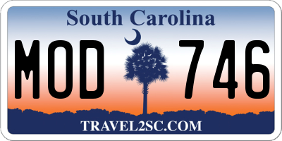 SC license plate MOD746