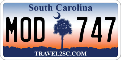 SC license plate MOD747