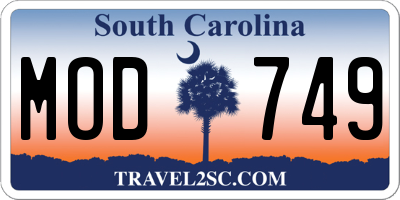 SC license plate MOD749