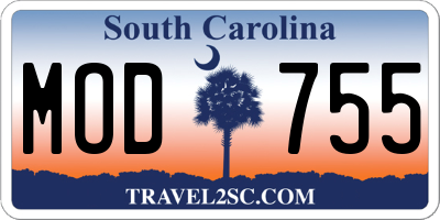 SC license plate MOD755