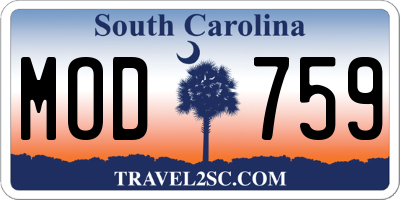 SC license plate MOD759
