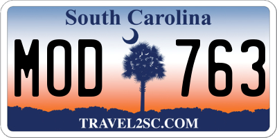 SC license plate MOD763