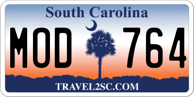SC license plate MOD764