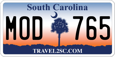SC license plate MOD765