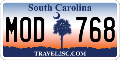SC license plate MOD768