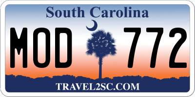 SC license plate MOD772