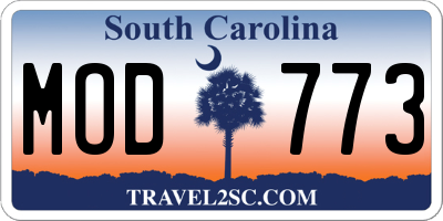 SC license plate MOD773