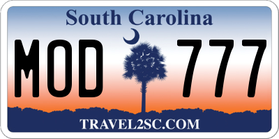 SC license plate MOD777