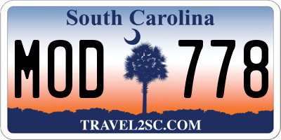 SC license plate MOD778