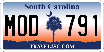 SC license plate MOD791