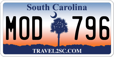 SC license plate MOD796
