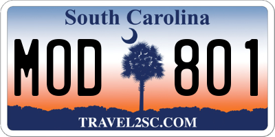 SC license plate MOD801