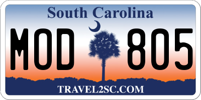 SC license plate MOD805